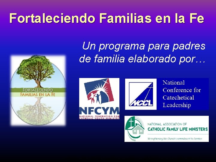 Fortaleciendo Familias en la Fe Un programa para padres de familia elaborado por… ©