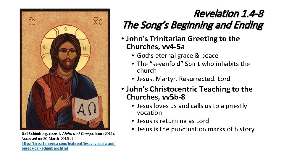 Revelation 1. 4 -8 The Song’s Beginning and Ending • John’s Trinitarian Greeting to