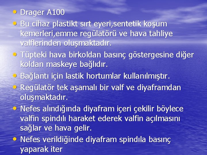  • Drager A 100 • Bu cihaz plastikt sırt eyeri, sentetik koşum •