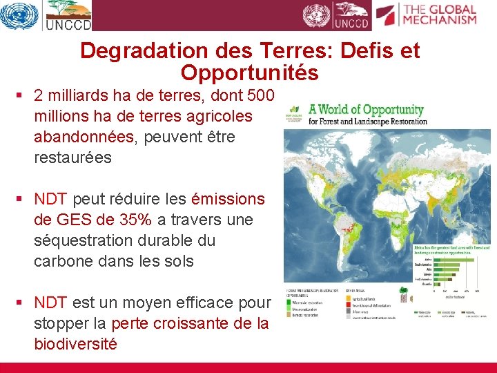 Degradation des Terres: Defis et Opportunités § 2 milliards ha de terres, dont 500