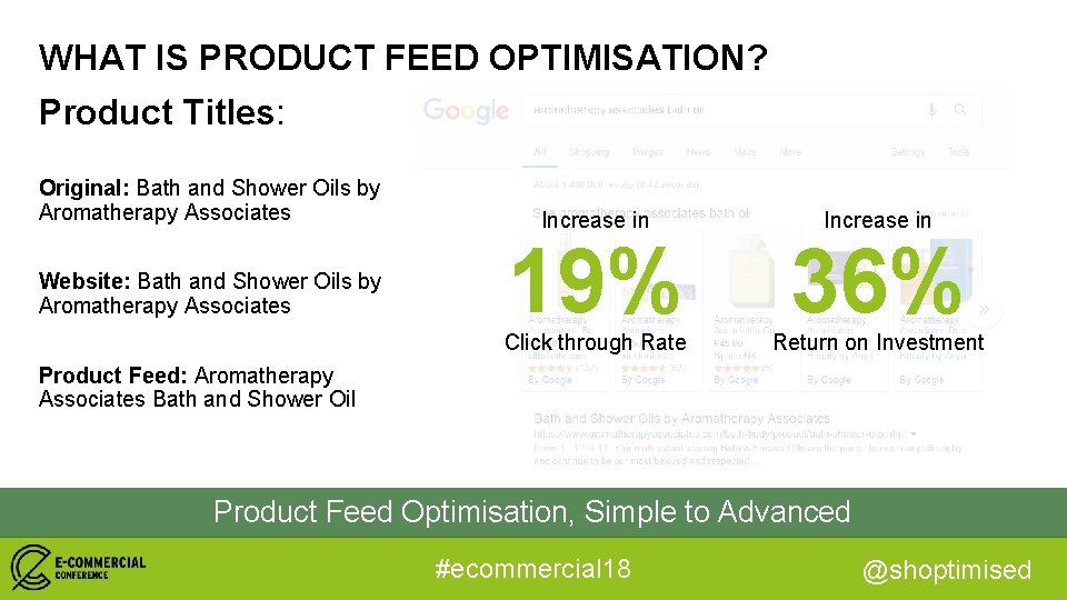 WHAT IS PRODUCT FEED OPTIMISATION? Product Titles: Original: Bath and Shower Oils by Aromatherapy
