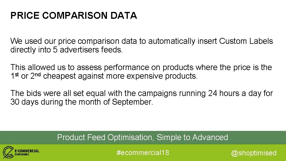 PRICE COMPARISON DATA We used our price comparison data to automatically insert Custom Labels