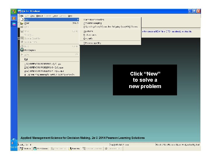 Click “New” to solve a new problem 