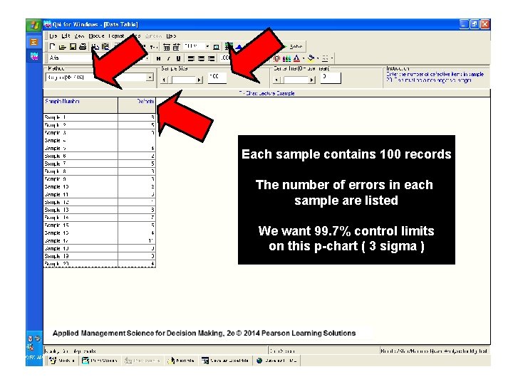 Each sample contains 100 records The number of errors in each sample are listed