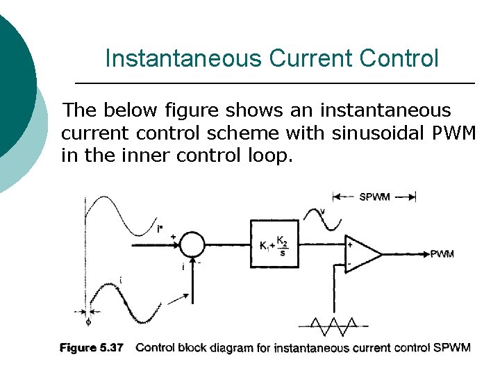 Instantaneous Current Control The below figure shows an instantaneous current control scheme with sinusoidal