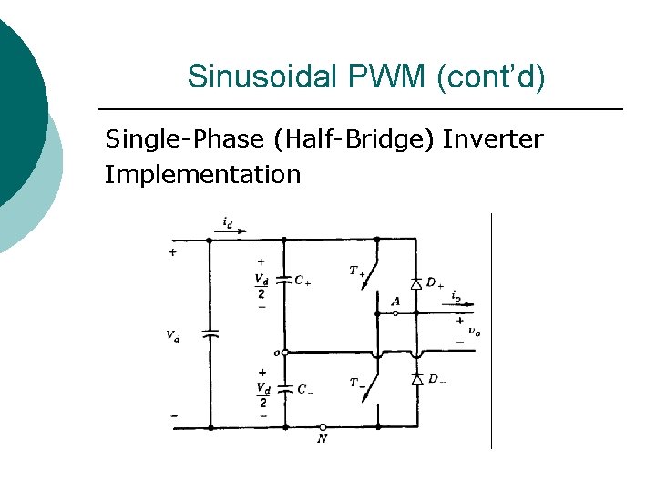 Sinusoidal PWM (cont’d) Single-Phase (Half-Bridge) Inverter Implementation 