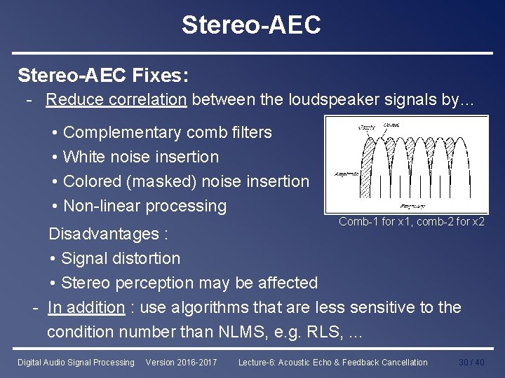 Stereo-AEC Fixes: - Reduce correlation between the loudspeaker signals by… • Complementary comb filters