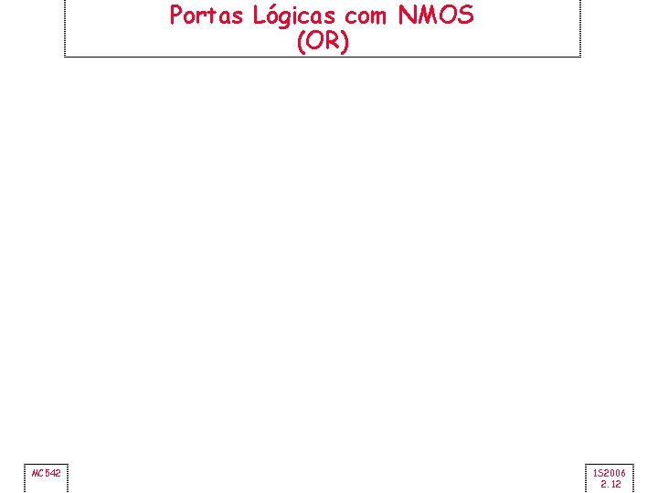 Portas Lógicas com NMOS (OR) MC 542 1 S 2006 2. 12 