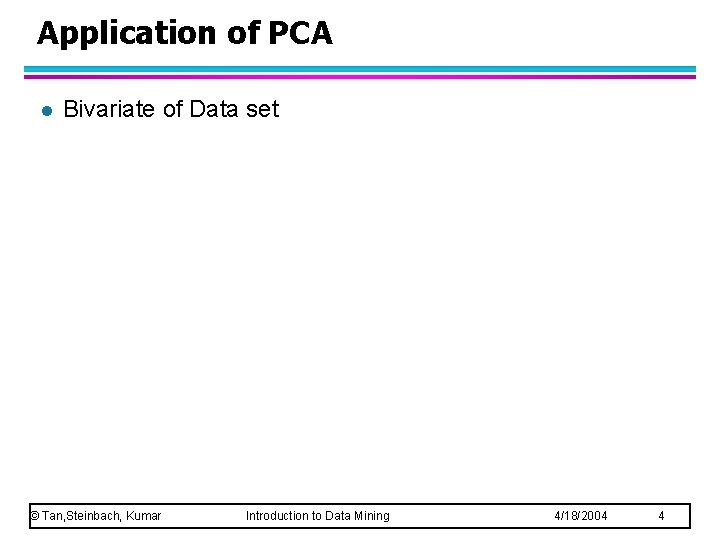 Application of PCA l Bivariate of Data set © Tan, Steinbach, Kumar Introduction to