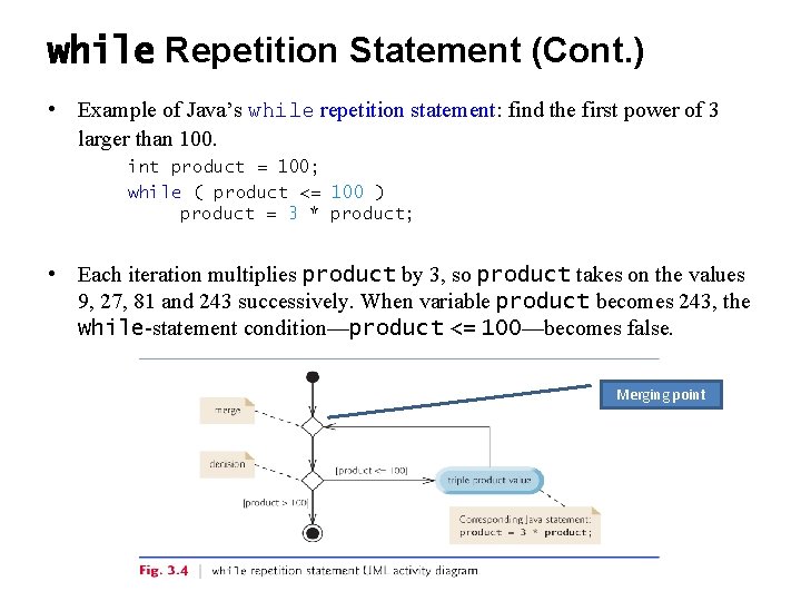 while Repetition Statement (Cont. ) • Example of Java’s while repetition statement: find the