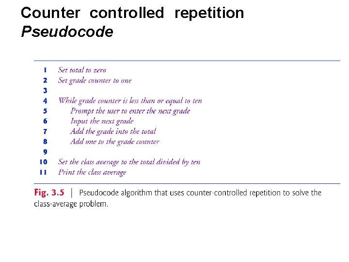 Counter controlled repetition Pseudocode 