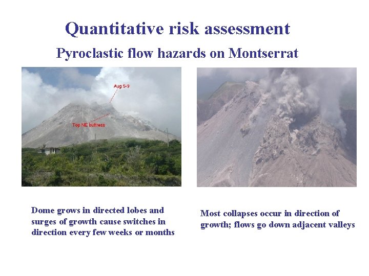 Quantitative risk assessment Pyroclastic flow hazards on Montserrat Dome grows in directed lobes and Quantitative risk assessment Pyroclastic flow hazards on Montserrat Dome grows in directed lobes and