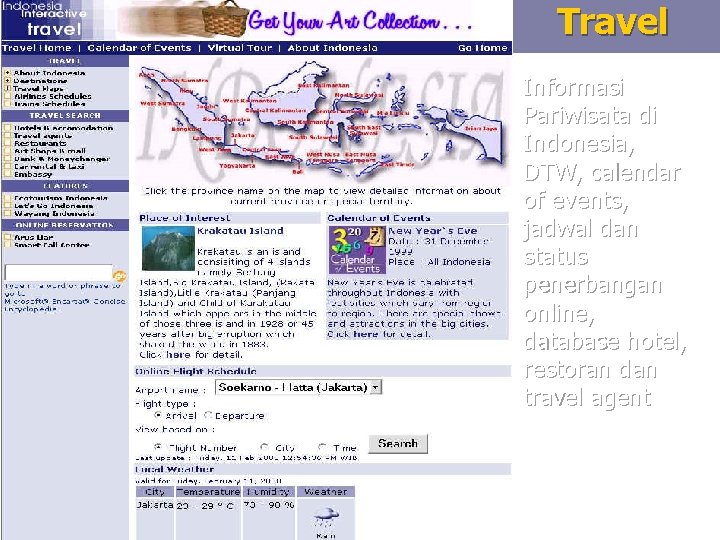 Travel Informasi Pariwisata di Indonesia, DTW, calendar of events, jadwal dan status penerbangan online,