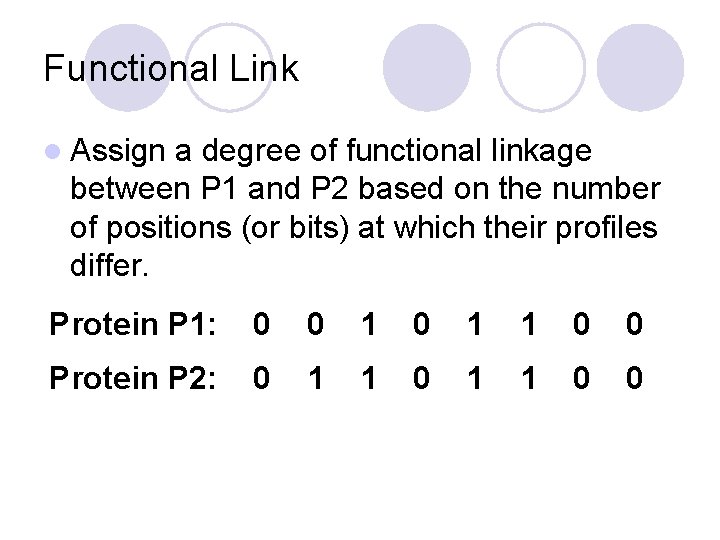 Functional Link l Assign a degree of functional linkage between P 1 and P