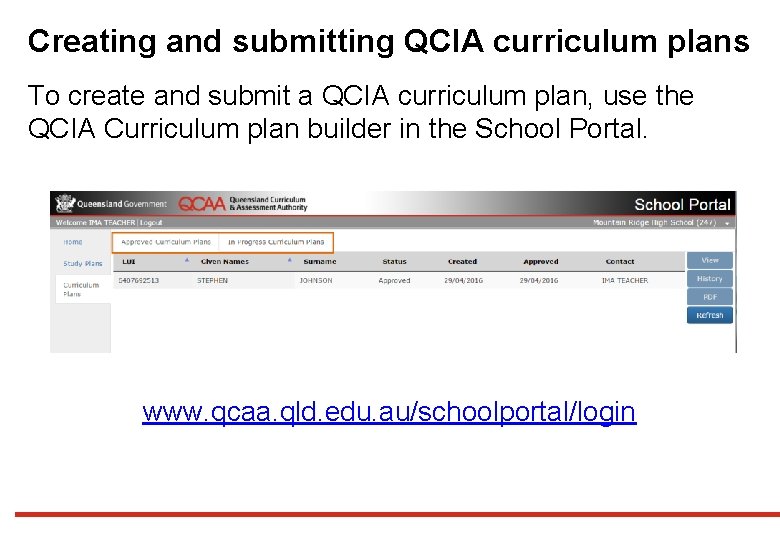 Creating and submitting QCIA curriculum plans To create and submit a QCIA curriculum plan,