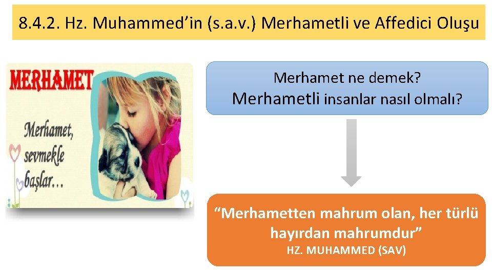 8. 4. 2. Hz. Muhammed’in (s. a. v. ) Merhametli ve Affedici Oluşu Merhamet