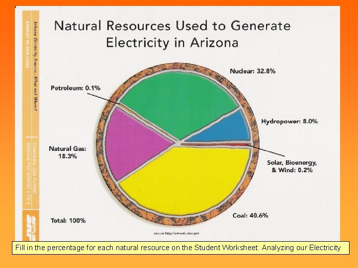 Fill in the percentage for each natural resource on the Student Worksheet: Analyzing our