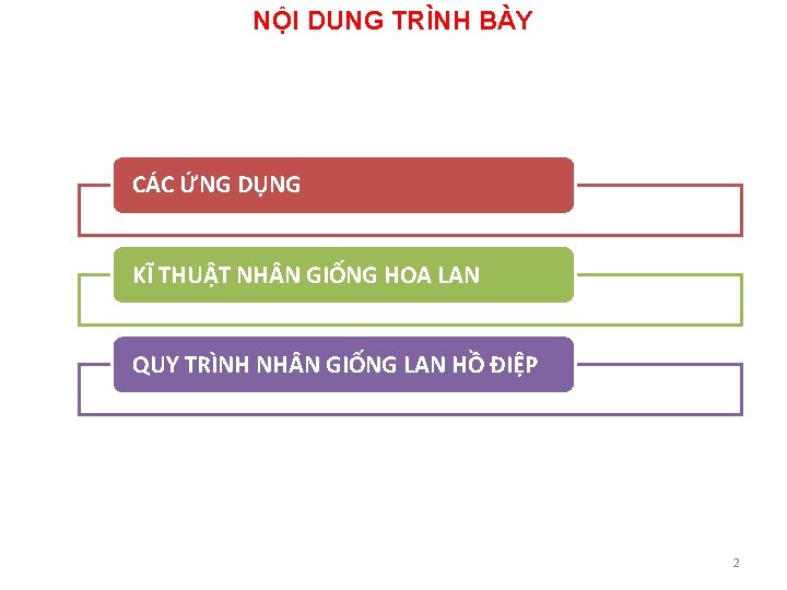 NỘI DUNG TRÌNH BÀY CÁC ỨNG DỤNG KĨ THUẬT NH N GIỐNG HOA LAN