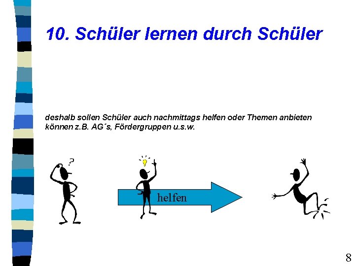 10. Schüler lernen durch Schüler deshalb sollen Schüler auch nachmittags helfen oder Themen anbieten