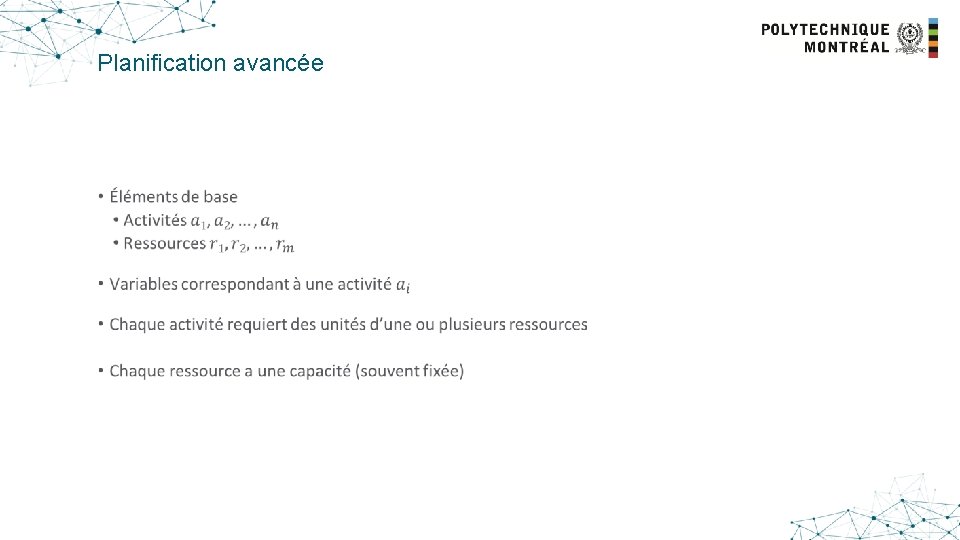 Planification avancée • 