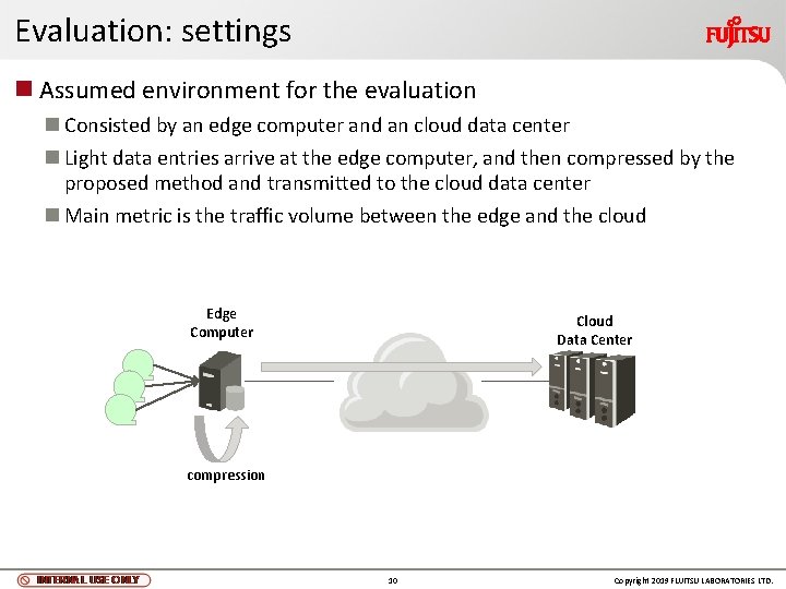 Evaluation: settings n Assumed environment for the evaluation n Consisted by an edge computer Evaluation: settings n Assumed environment for the evaluation n Consisted by an edge computer