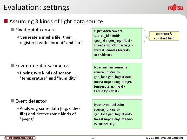 Evaluation: settings n Assuming 3 kinds of light data source n Fixed point camera Evaluation: settings n Assuming 3 kinds of light data source n Fixed point camera