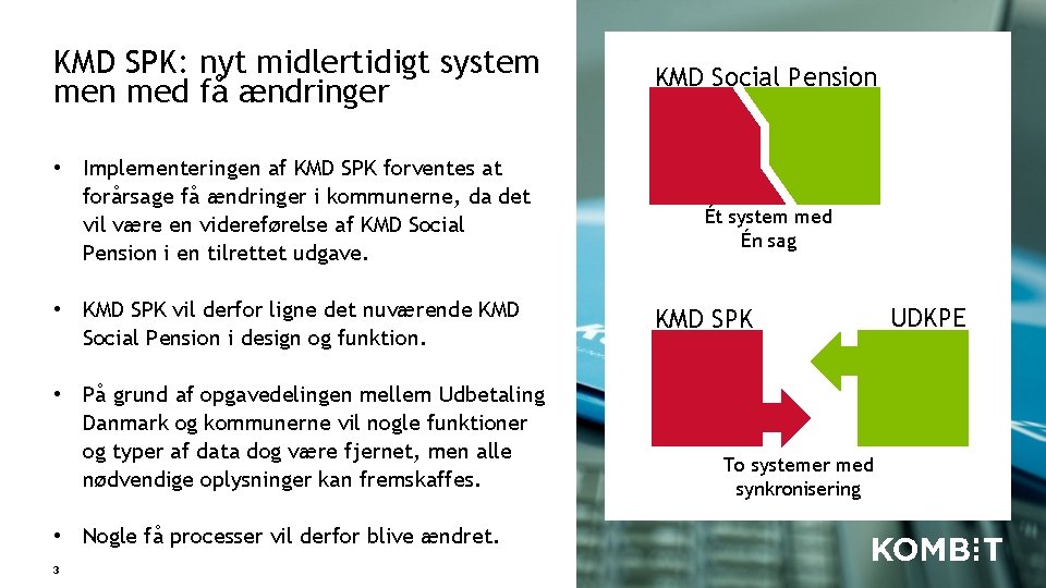 KMD SPK: nyt midlertidigt system men med få ændringer • Implementeringen af KMD SPK KMD SPK: nyt midlertidigt system men med få ændringer • Implementeringen af KMD SPK