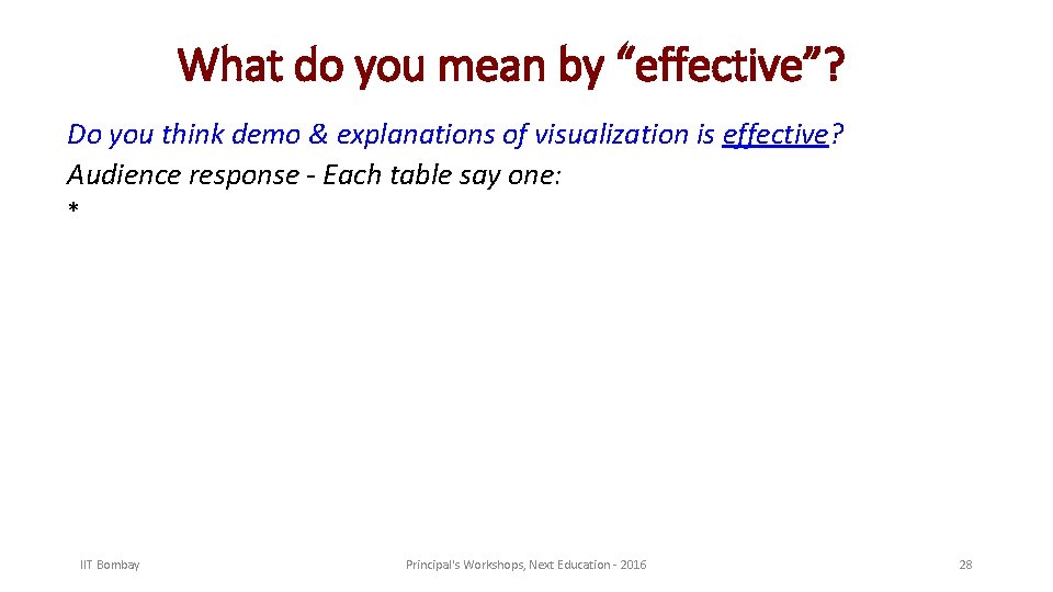 What do you mean by “effective”? Do you think demo & explanations of visualization