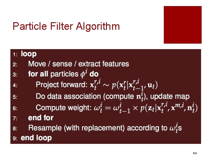 Particle Filter Algorithm RH 
