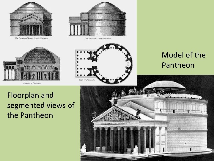 Model of the Pantheon Floorplan and segmented views of the Pantheon 