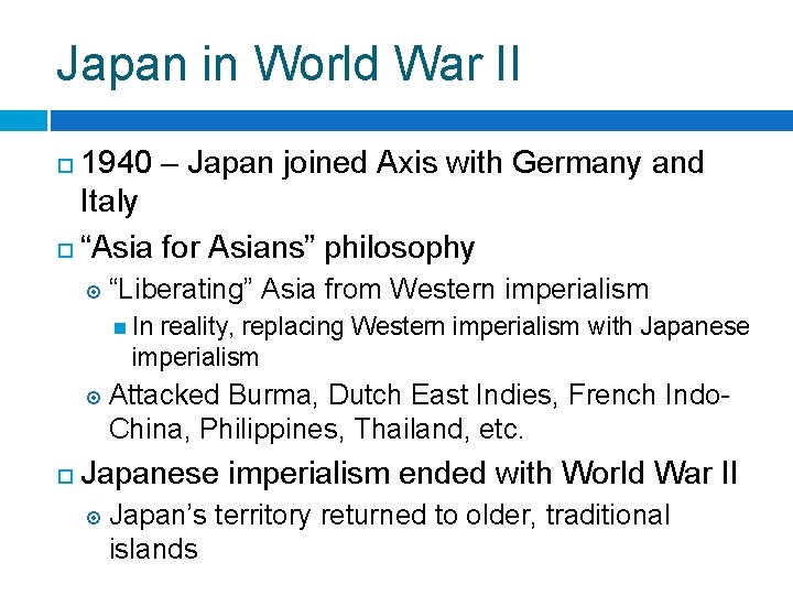 Japan in World War II 1940 – Japan joined Axis with Germany and Italy
