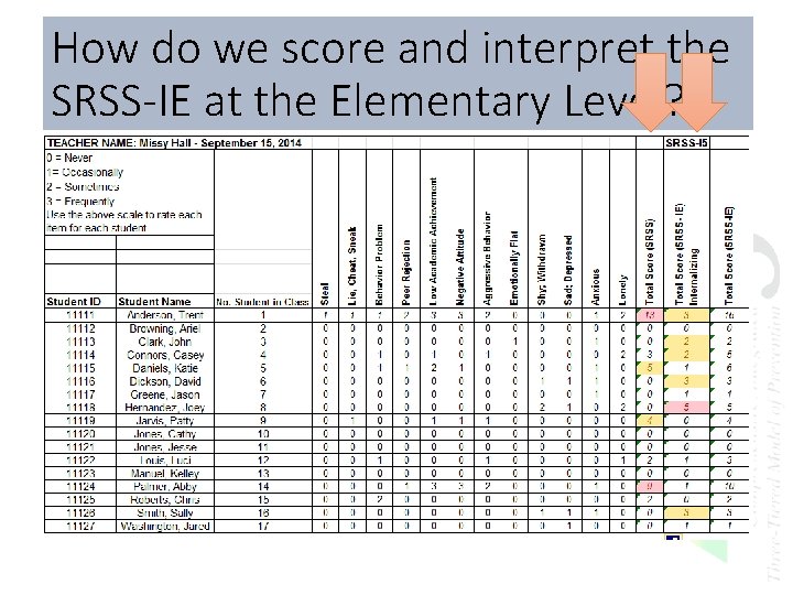 How do we score and interpret the SRSS-IE at the Elementary Level? • All