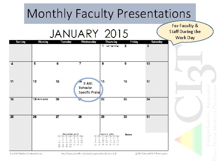Monthly Faculty Presentations For Faculty & Staff During the Work Day 8 AM: Behavior