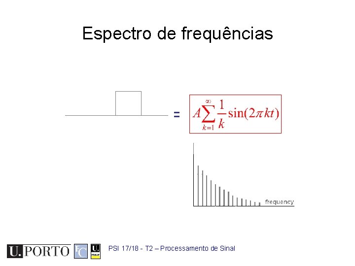 Espectro de frequências = PSI 17/18 - T 2 – Processamento de Sinal 