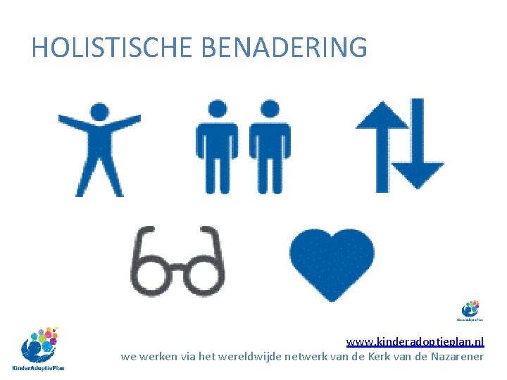 HOLISTISCHE BENADERING www. kinderadoptieplan. nl we werken via het wereldwijde netwerk van de Kerk HOLISTISCHE BENADERING www. kinderadoptieplan. nl we werken via het wereldwijde netwerk van de Kerk