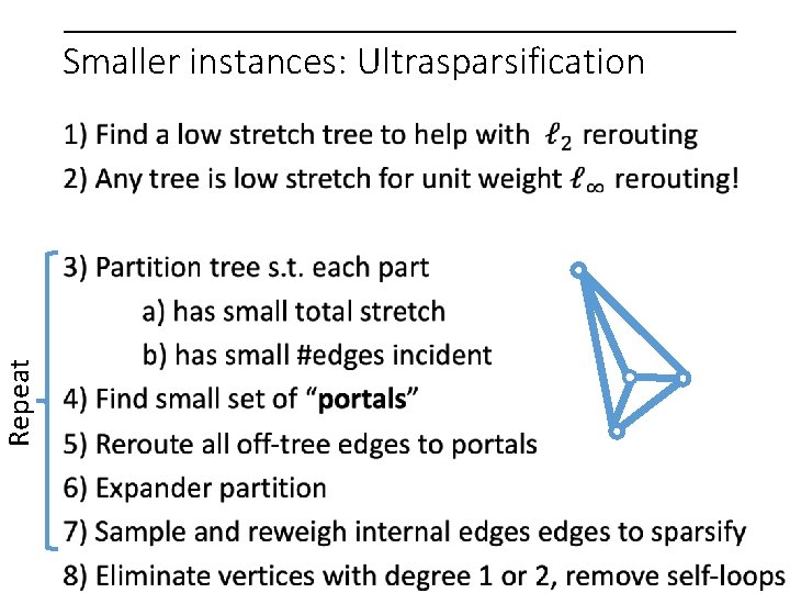 Repeat Smaller instances: Ultrasparsification 