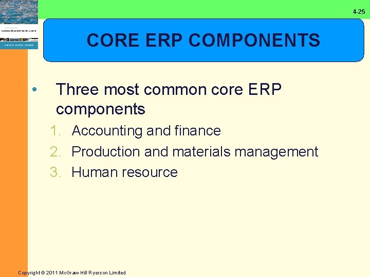 4 -25 CORE ERP COMPONENTS • Three most common core ERP components 1. Accounting