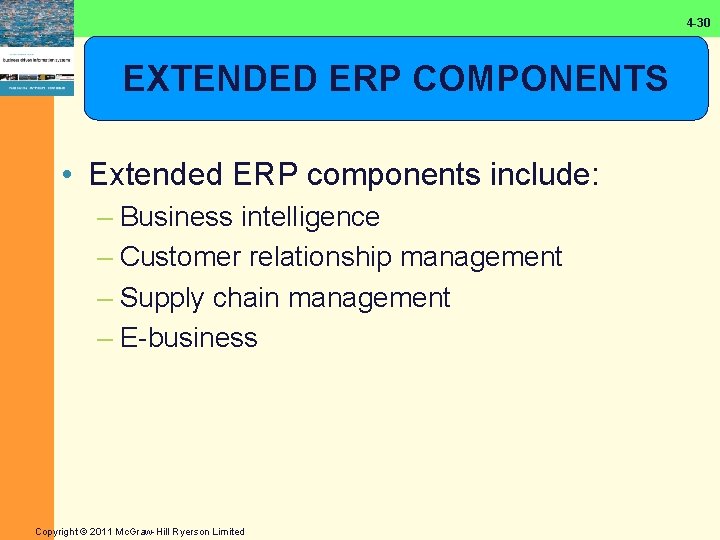 4 -30 EXTENDED ERP COMPONENTS • Extended ERP components include: – Business intelligence –