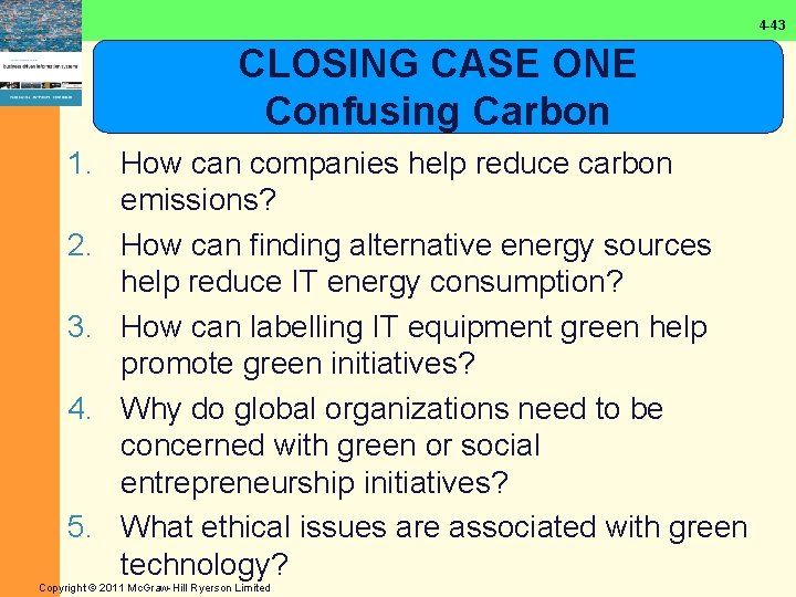 4 -43 CLOSING CASE ONE Confusing Carbon 1. How can companies help reduce carbon