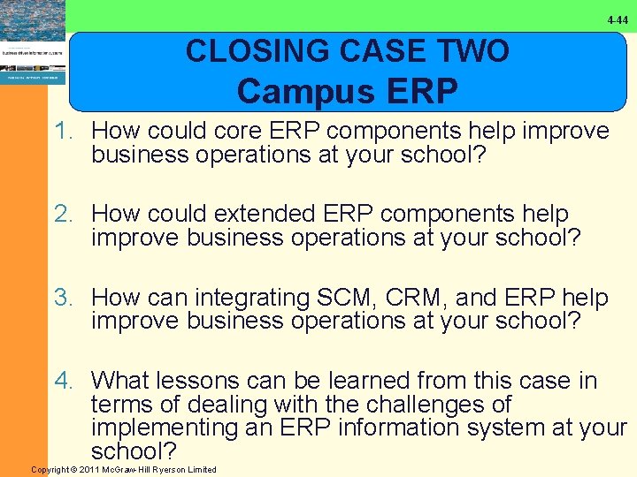 4 -44 CLOSING CASE TWO Campus ERP 1. How could core ERP components help