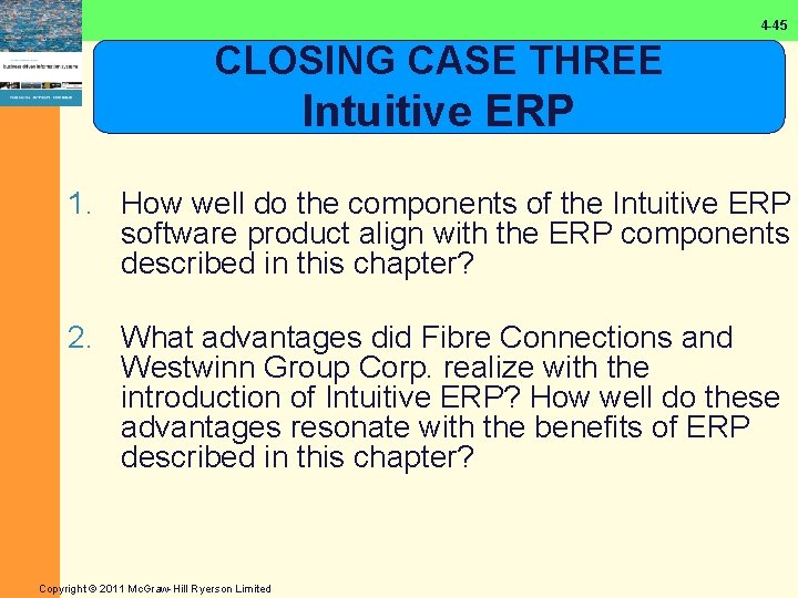 4 -45 CLOSING CASE THREE Intuitive ERP 1. How well do the components of