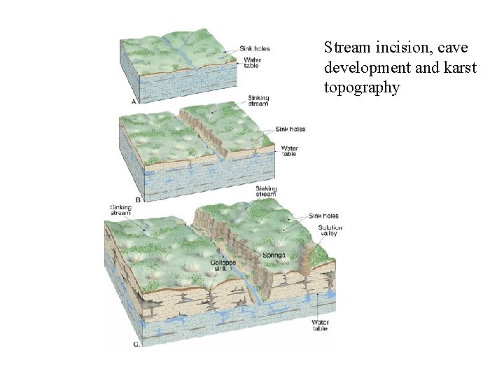 Stream incision, cave development and karst topography 