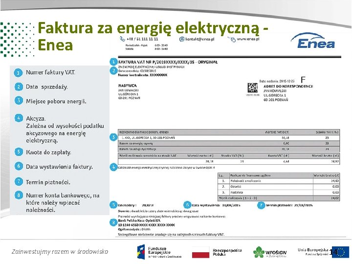 Faktura za energię elektryczną Enea Zainwestujmy razem w środowisko 14 