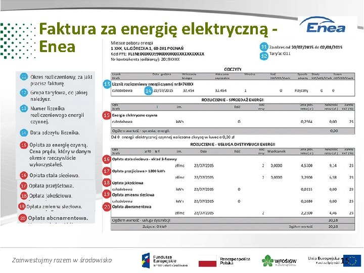 Faktura za energię elektryczną Enea Zainwestujmy razem w środowisko 15 