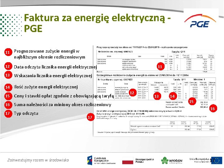 Faktura za energię elektryczną PGE 11 Prognozowane zużycie energii w najbliższym okresie rozliczeniowym 12