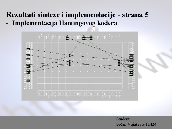 Rezultati sinteze i implementacije - strana 5 - Implementacija Hamingovog kodera Student: Srđan Vujašević