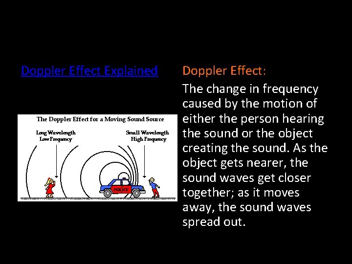 Doppler Effect Explained Doppler Effect: The change in frequency caused by the motion of