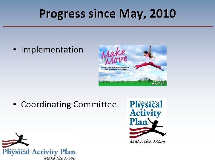 Progress since May, 2010 • Implementation • Coordinating Committee 
