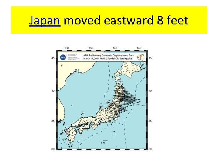 Japan moved eastward 8 feet 