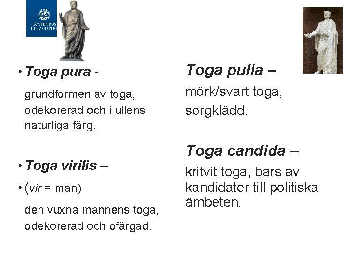  • Toga pura grundformen av toga, odekorerad och i ullens naturliga färg. •